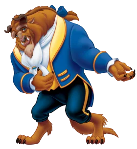 Enchanting Beast Character in Royal Blue Coat - Animated Fairy Tale Clipart