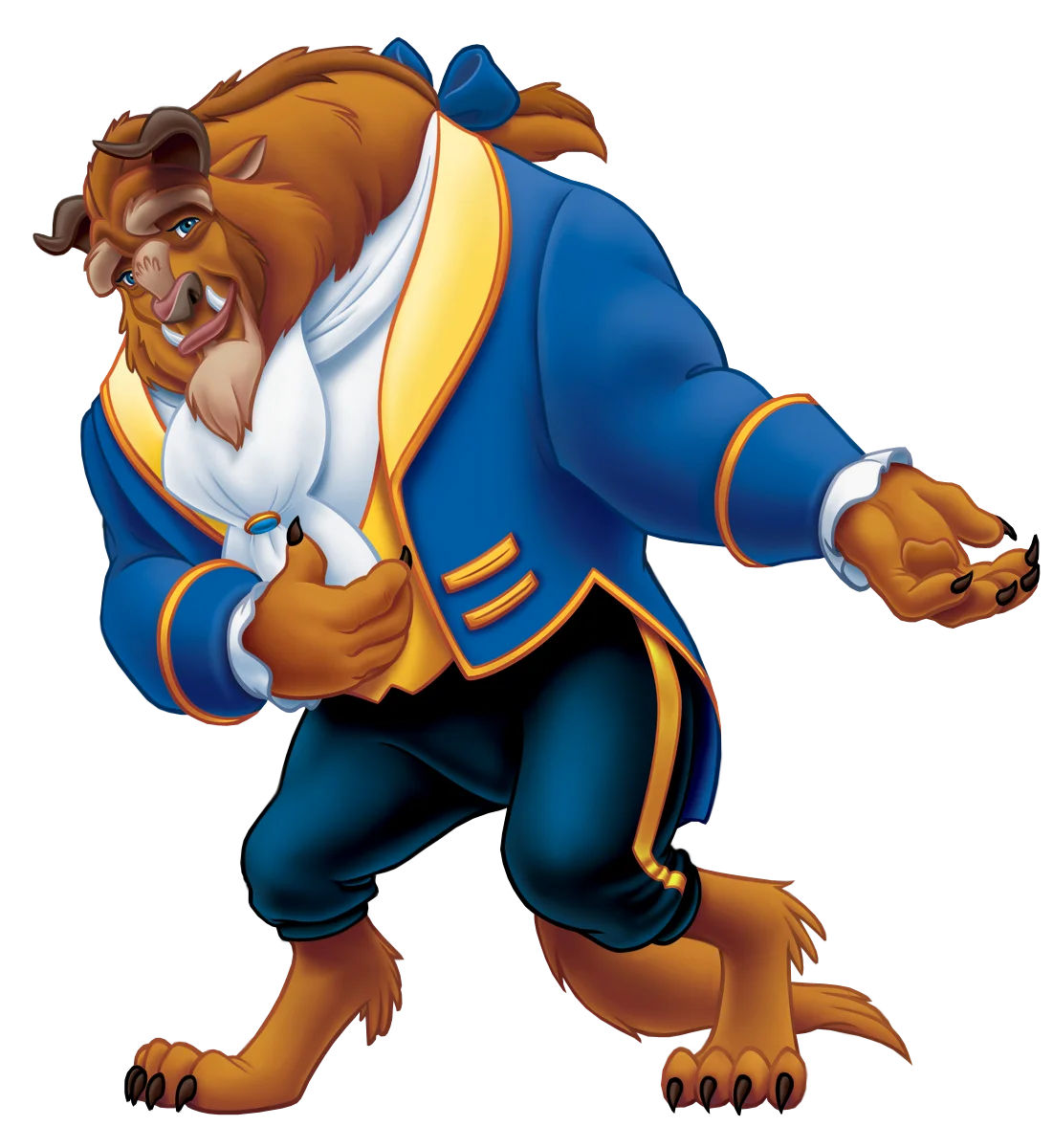 Enchanting Beast Character in Royal Blue Coat - Animated Fairy Tale Clipart