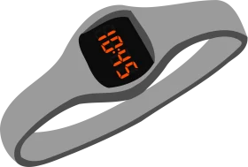 Minimalist Digital Fitness Tracker Clipart with Sleek Gray Design and Orange Display