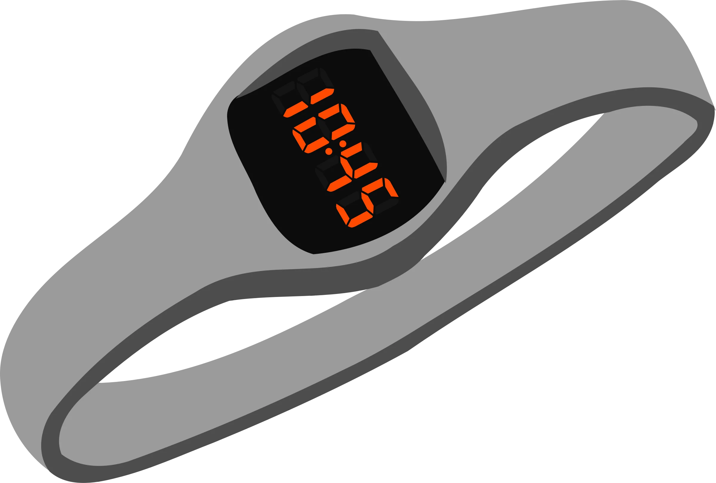 Minimalist Digital Fitness Tracker Clipart with Sleek Gray Design and Orange Display