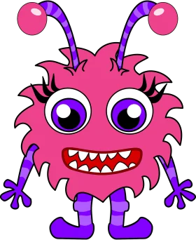 Playful Pink Creature Clipart: Whimsical Monster with Quirky Antenna
