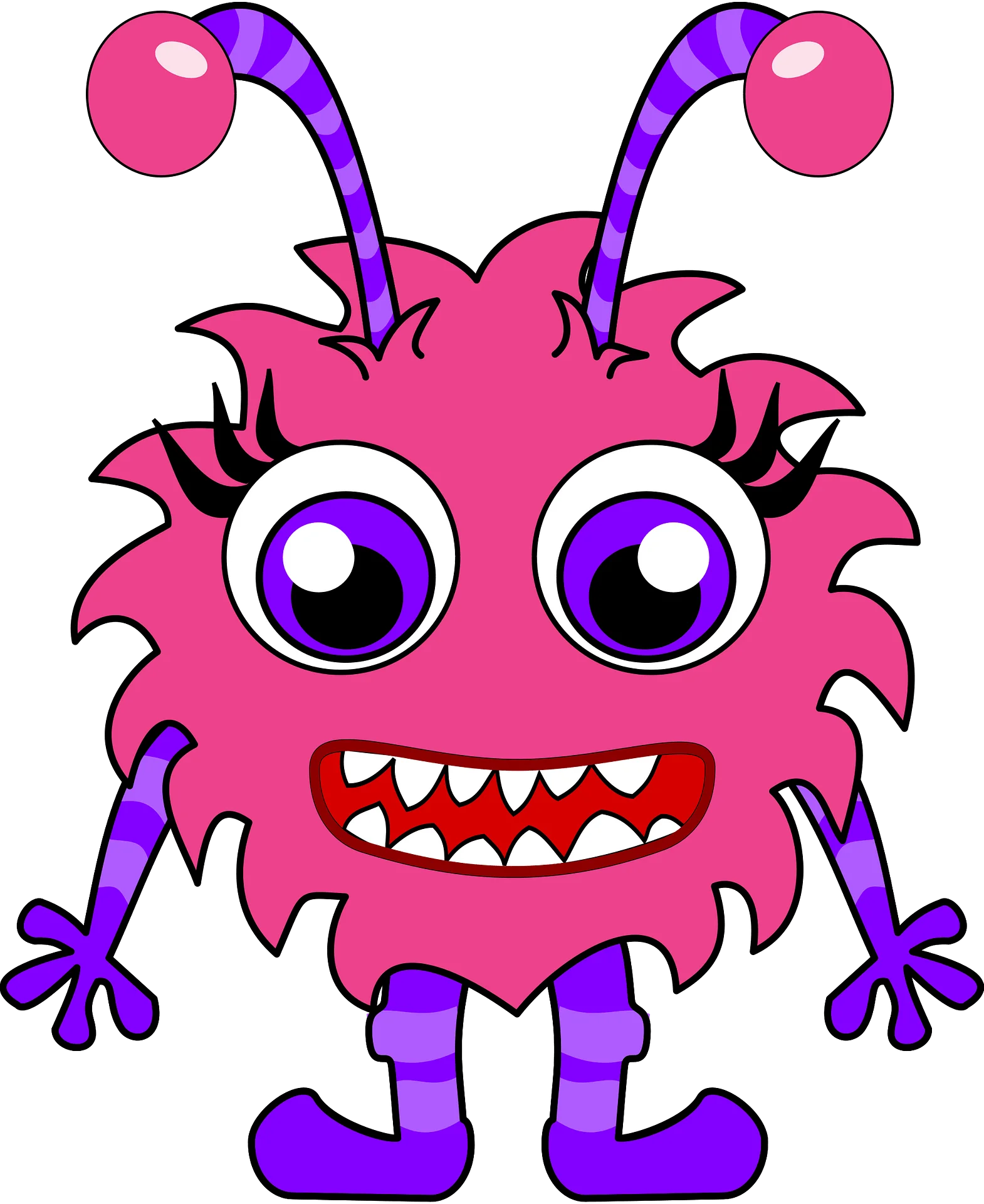 Playful Pink Creature Clipart: Whimsical Monster with Quirky Antenna