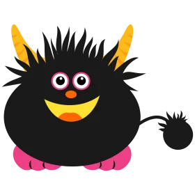 Quirky Black Fuzzy Monster Clipart with Playful Cartoon Styling