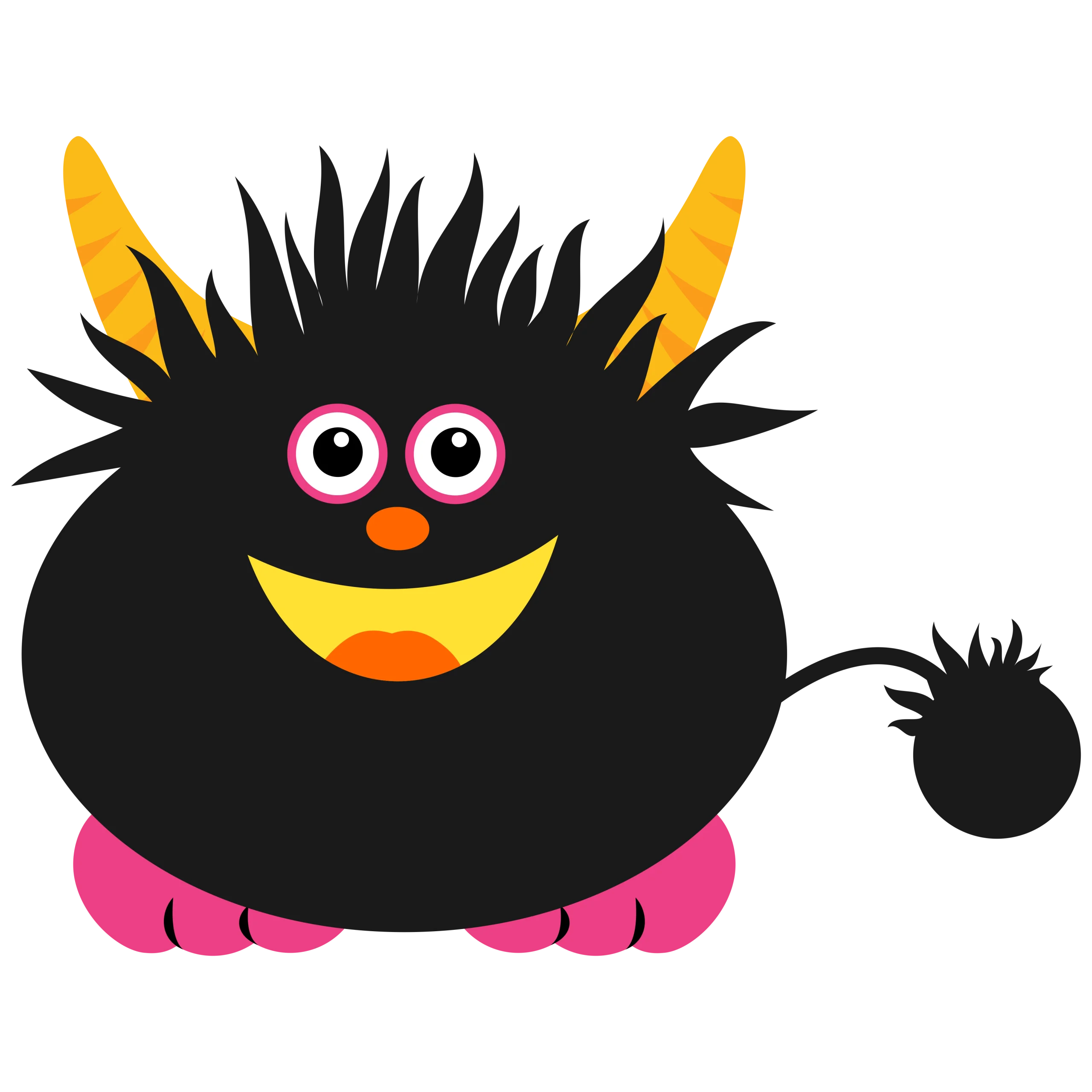 Quirky Black Fuzzy Monster Clipart with Playful Cartoon Styling
