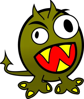 Quirky Green Monster Clipart: A Playful Cartoon Creature with Mischievous Charm