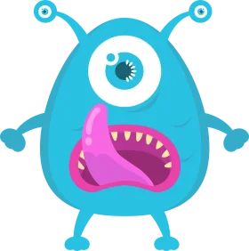 Quirky One-Eyed Blue Alien Monster Cartoon Clipart Character Design