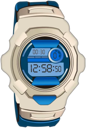 Retro Digital Sports Watch Clipart with Blue and White Color Scheme