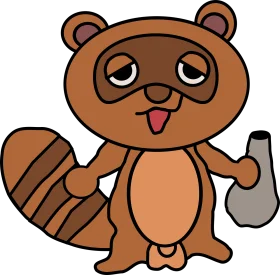 Whimsical Cartoon Raccoon Clipart with Playful Expression and Soft Color Palette