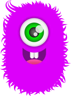 Whimsical One-Eyed Fuzzy Monster Clipart: A Playful Purple Creature Design