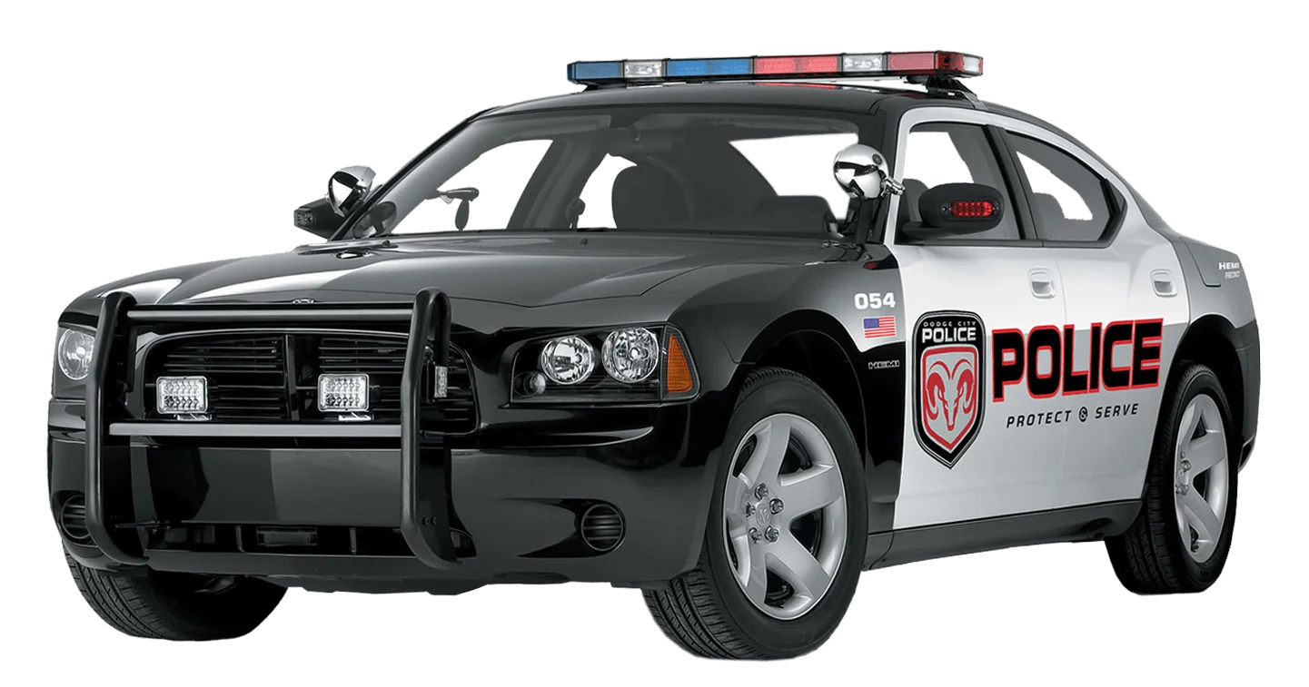 Black and White Police Interceptor Vehicle Realistic Clipart Design
