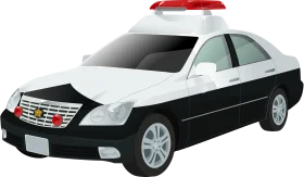 Black and White Police Patrol Vehicle Clipart Graphic Design Illustration
