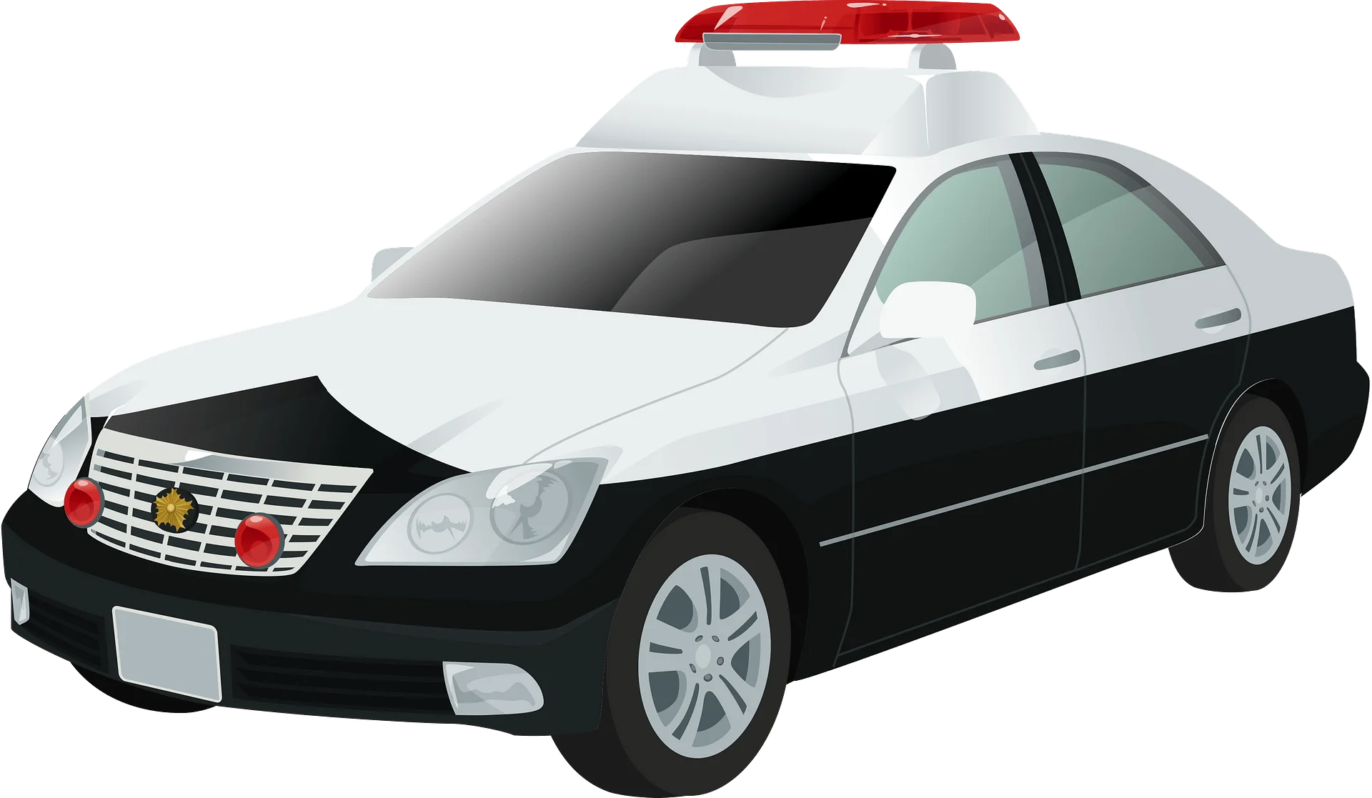 Black and White Police Patrol Vehicle Clipart Graphic Design Illustration