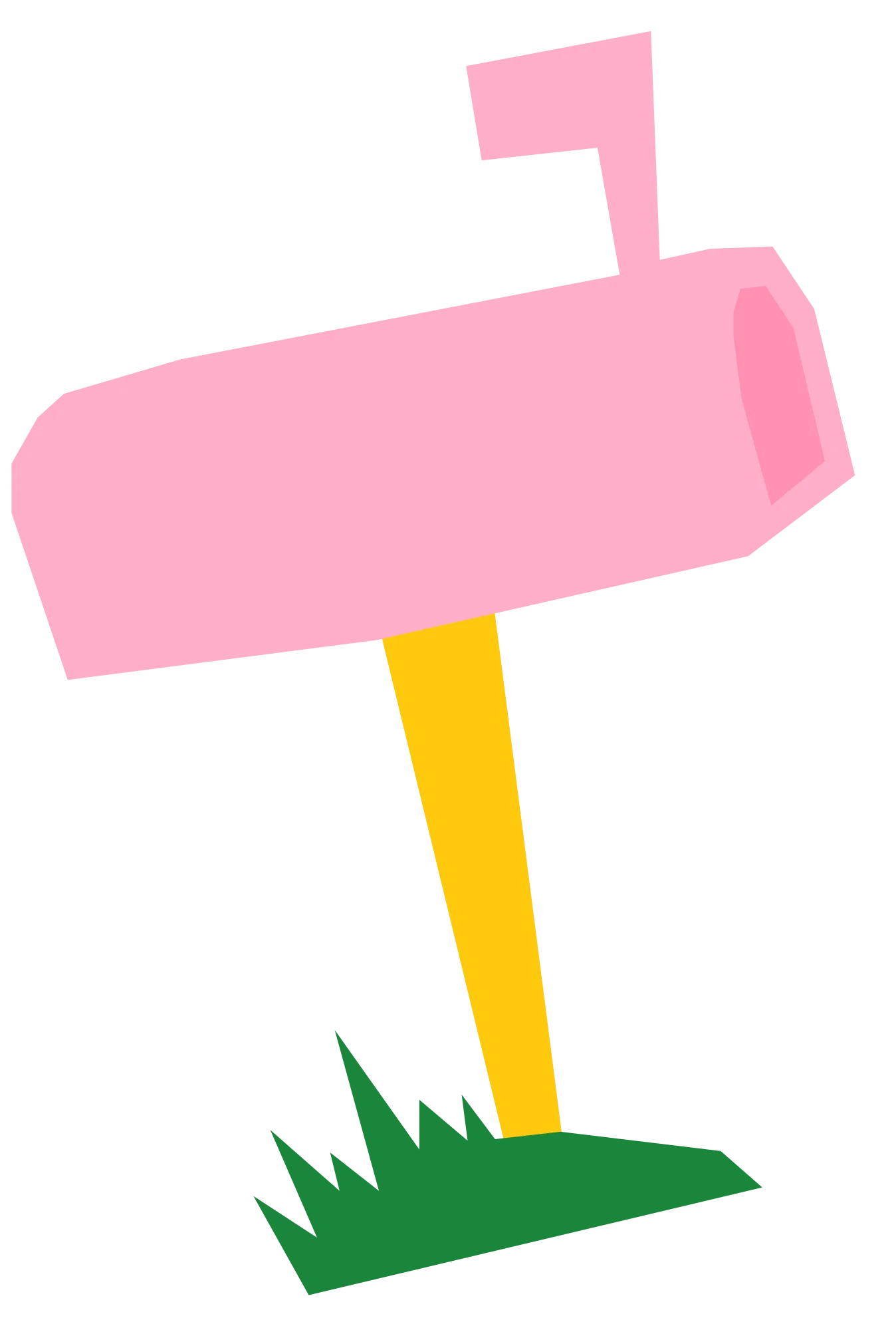 Charming Pink Mailbox Clipart with Grass Lawn Base and Bright Yellow Post