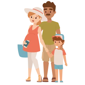 Cheerful Family Vacation Clipart: Summer Travel Adventure Illustration