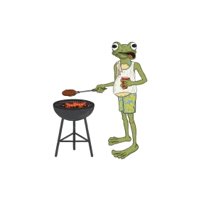 Cheerful Frog Chef Mastering the Grill: A Whimsical Barbecue Clipart Adventure