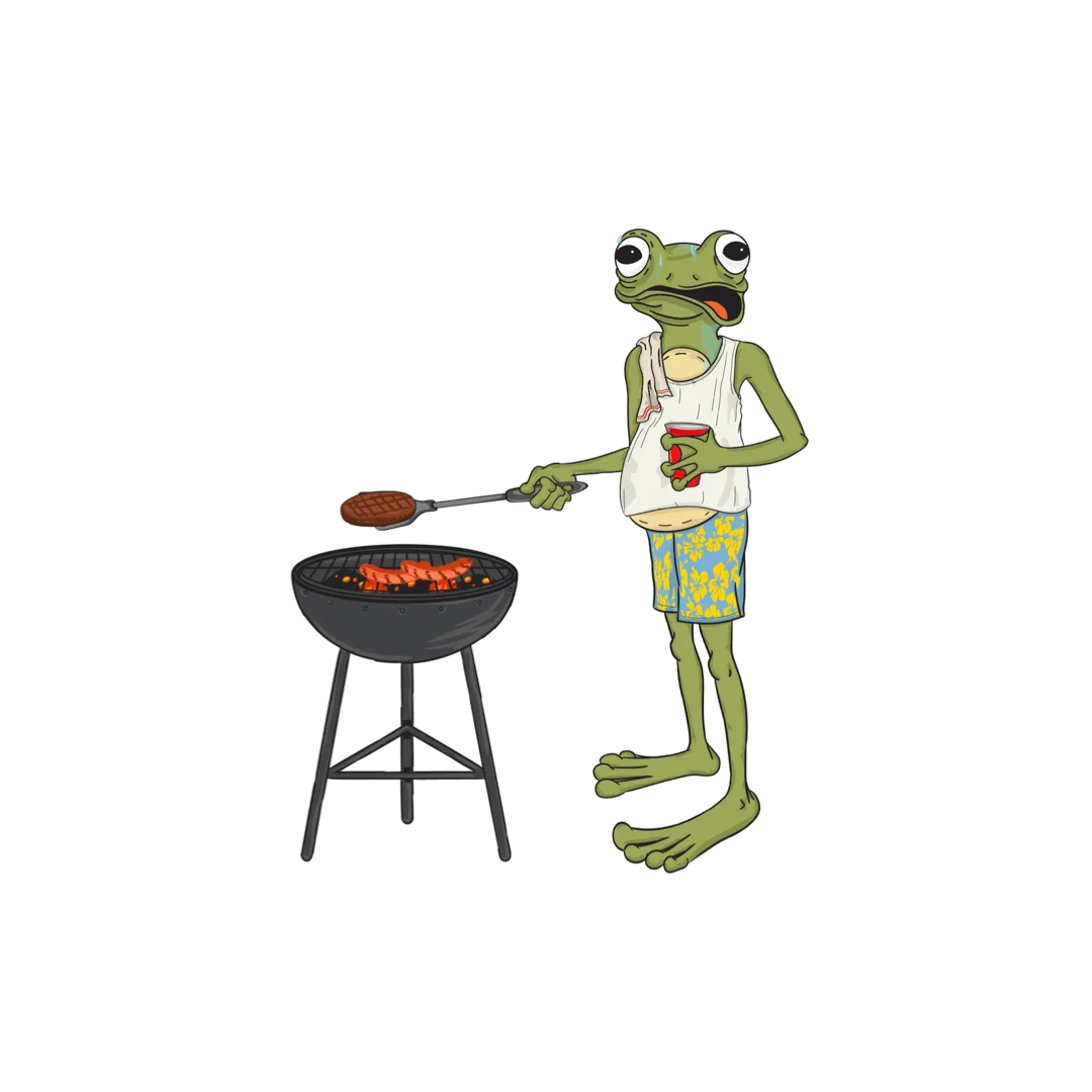Cheerful Frog Chef Mastering the Grill: A Whimsical Barbecue Clipart Adventure