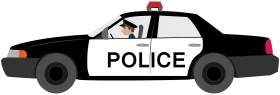Classic Black and White Police Patrol Vehicle Cartoon Clipart Design