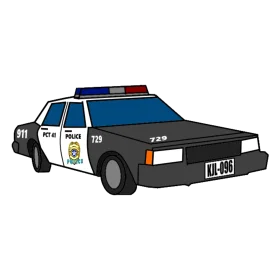 Classic Black and White Police Patrol Vehicle Clipart Illustration Design