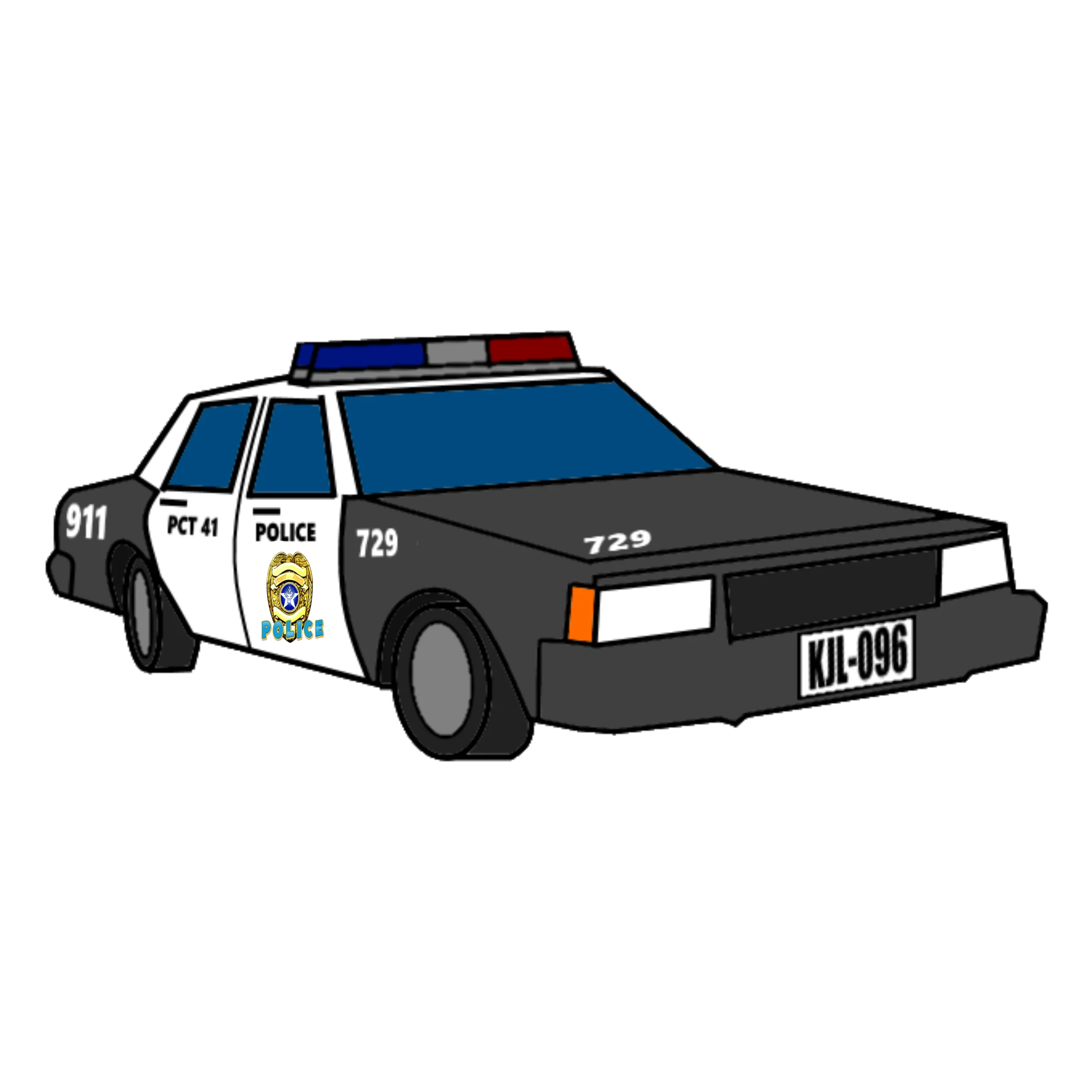 Classic Black and White Police Patrol Vehicle Clipart Illustration Design