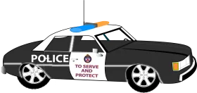 Classic Black and White Police Patrol Vehicle Clipart Illustration Design