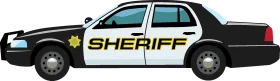 Classic Black and White Sheriff Police Car Cartoon Clipart Illustration