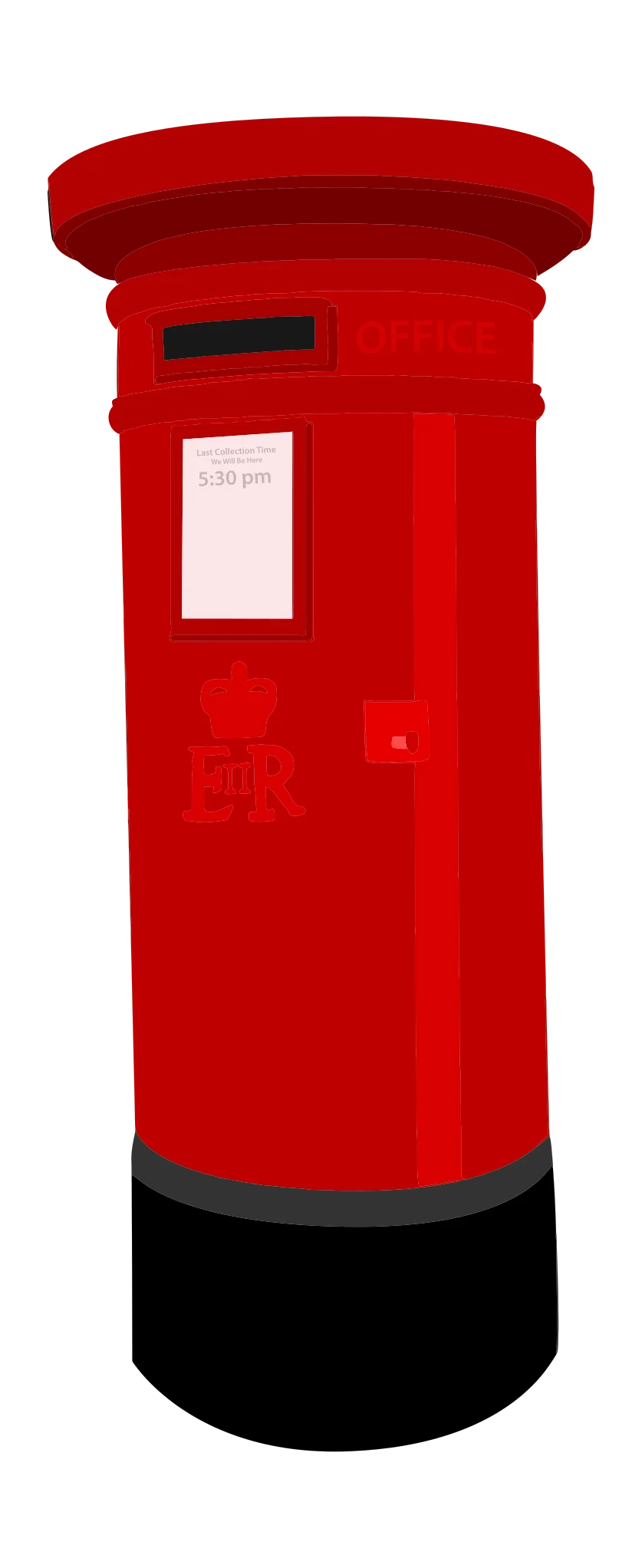 Classic British Royal Mail Post Box Clipart Illustration in Bold Red Design