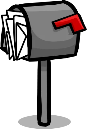 Classic Gray and Red Mailbox Clipart Design with Envelopes Inside