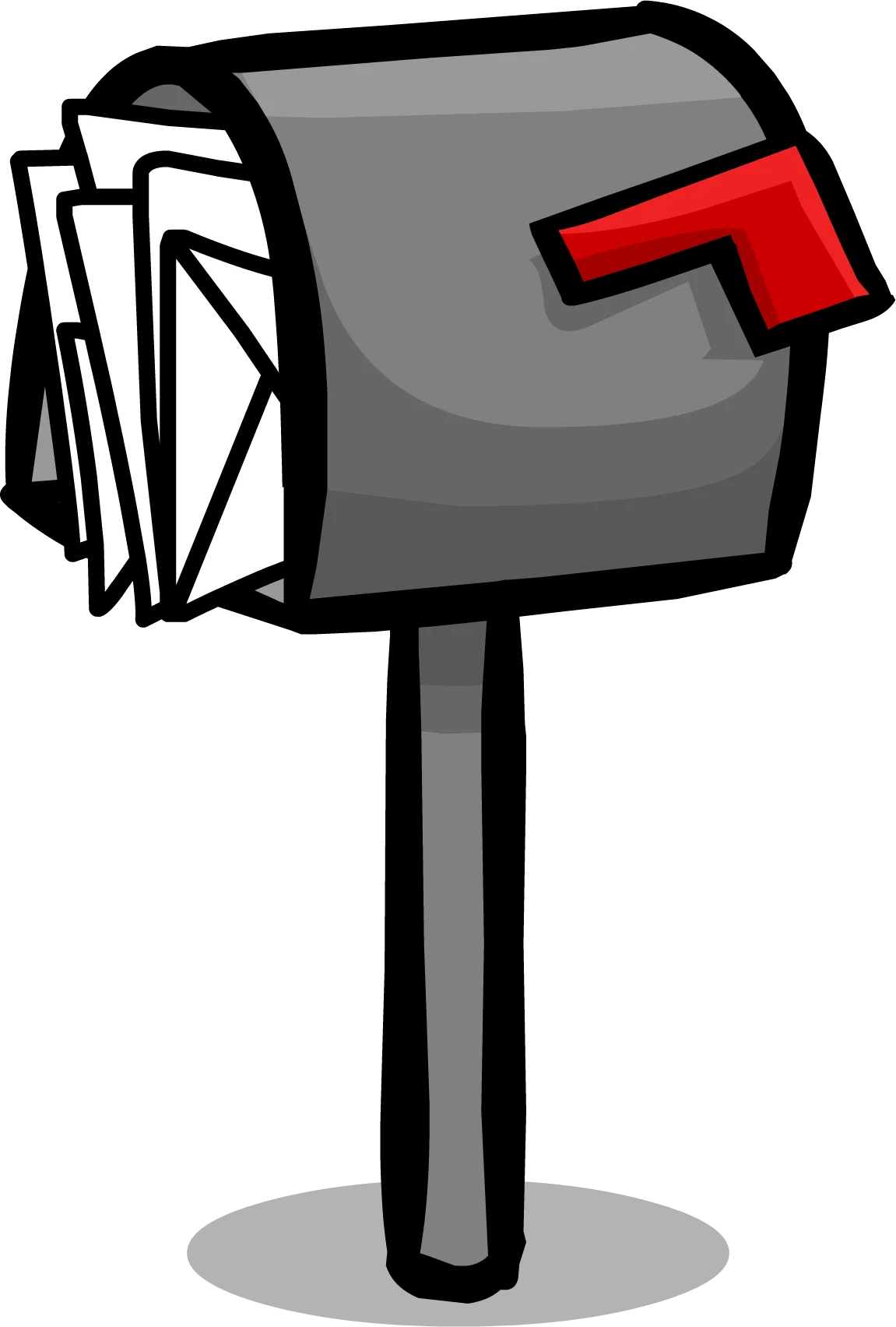 Classic Gray and Red Mailbox Clipart Design with Envelopes Inside