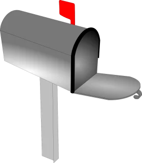 Classic Gray and Red Mailbox Clipart Design with Open Door