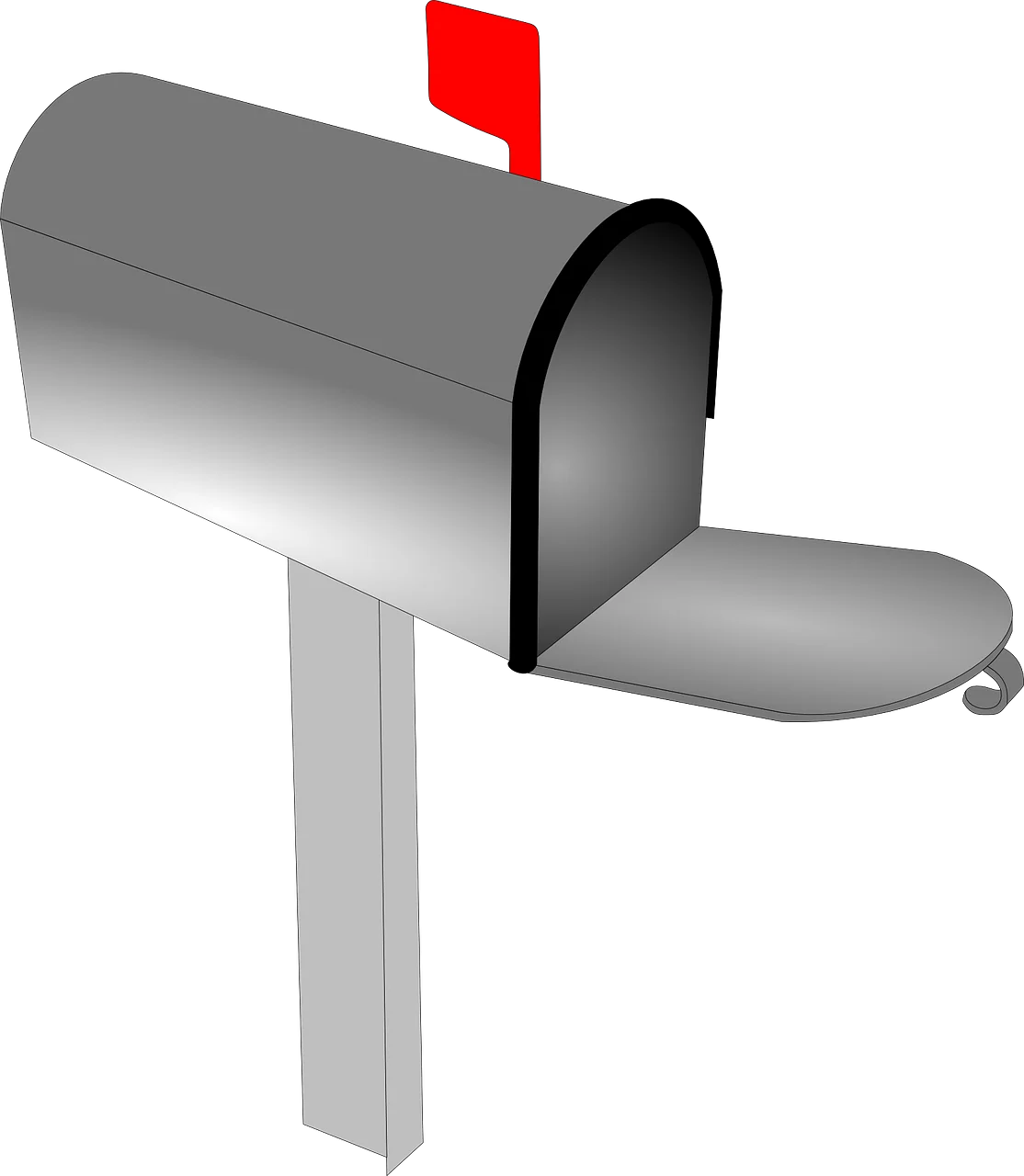 Classic Gray and Red Mailbox Clipart Design with Open Door