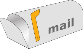 Classic Minimalist White Mailbox with Yellow Handle Clipart Design
