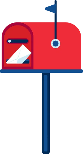 Classic Red Mailbox Clipart Design with Envelope and Flagpole Illustration