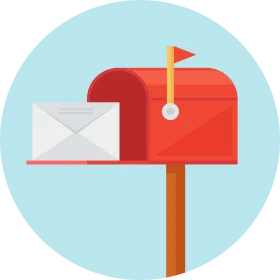 Classic Red Mailbox Clipart Design with Envelope Postal Communication Icon