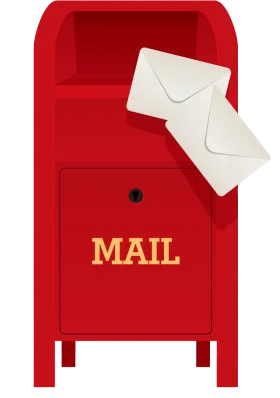 Classic Red Traditional Mail Dropbox Clipart Design with Envelopes