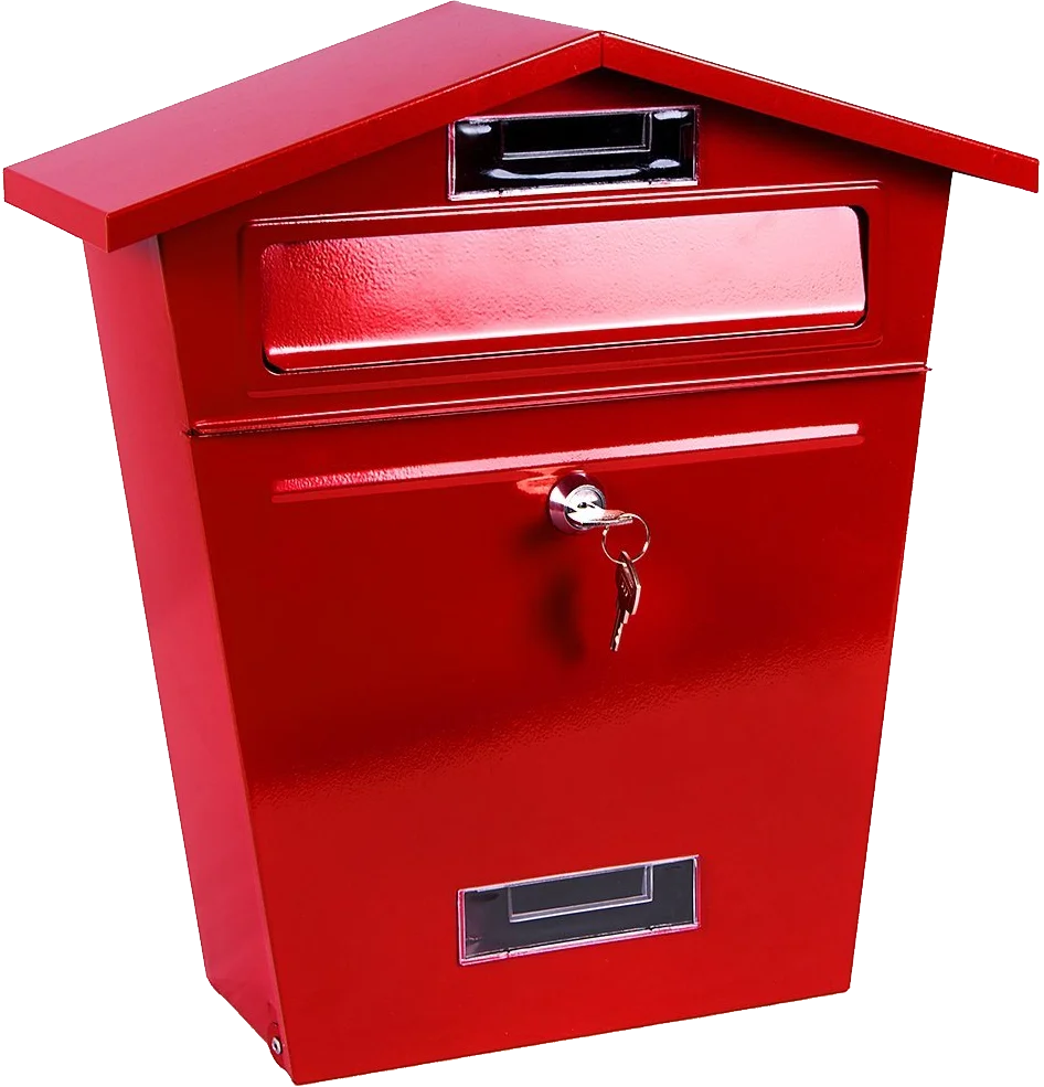 Classic Scarlet Red Wall-Mounted Postal Receptacle Clipart Design