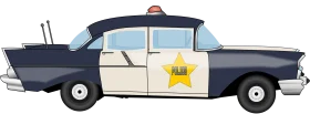 Classic Vintage 1950s Police Patrol Car Retro Clipart Design
