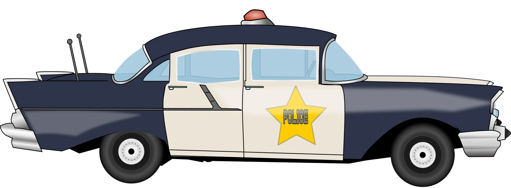 Classic Vintage 1950s Police Patrol Car Retro Clipart Design