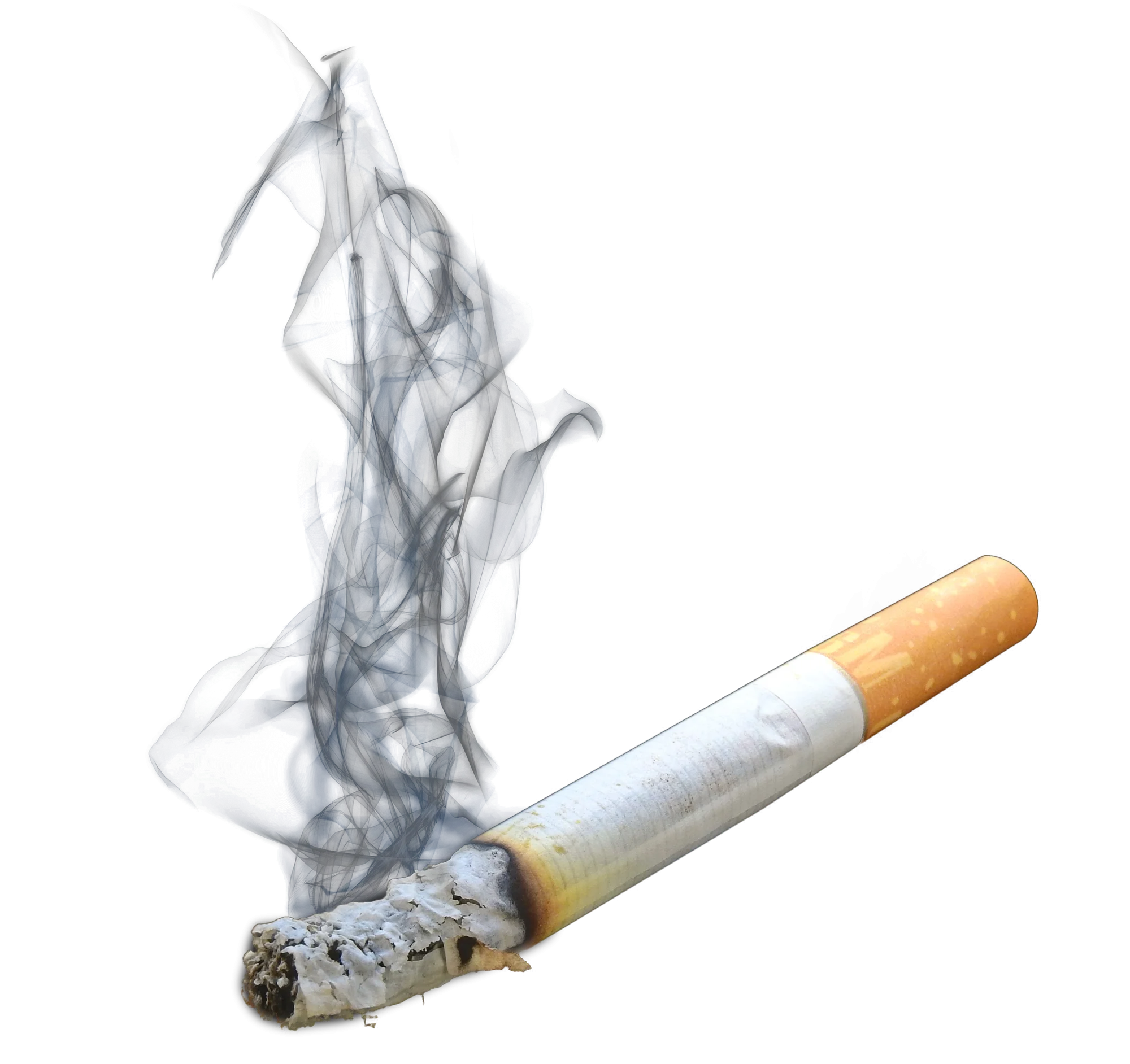 Delicate Wisps of Smoke Rising from a Burning Cigarette Clipart Illustration