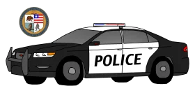 Detailed Black and White Police Car Clipart Illustration with Law Enforcement Emblem
