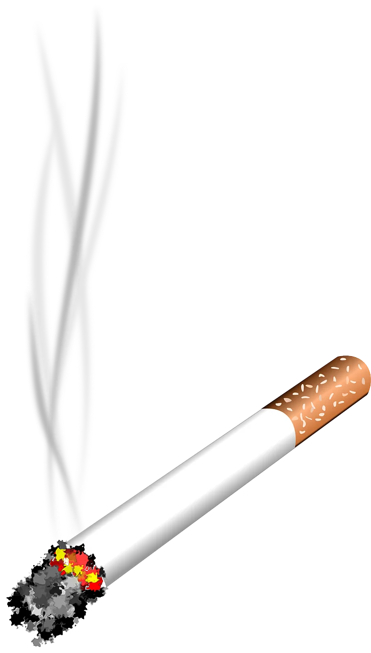 Detailed Cigarette Smoke Clipart with Glowing Ember and Wispy Trails