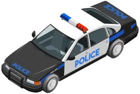 Detailed Isometric Black and White Police Patrol Vehicle Clipart Illustration