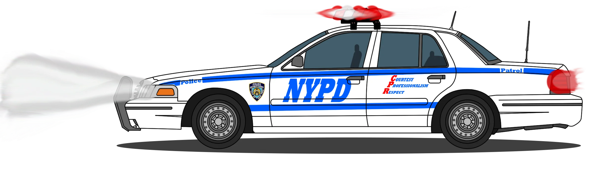 Detailed NYPD Police Cruiser Clipart Illustration with Classic Law Enforcement Design