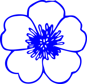 Elegant Blue Floral Clipart with Six Symmetrical Petals and Intricate Center Design