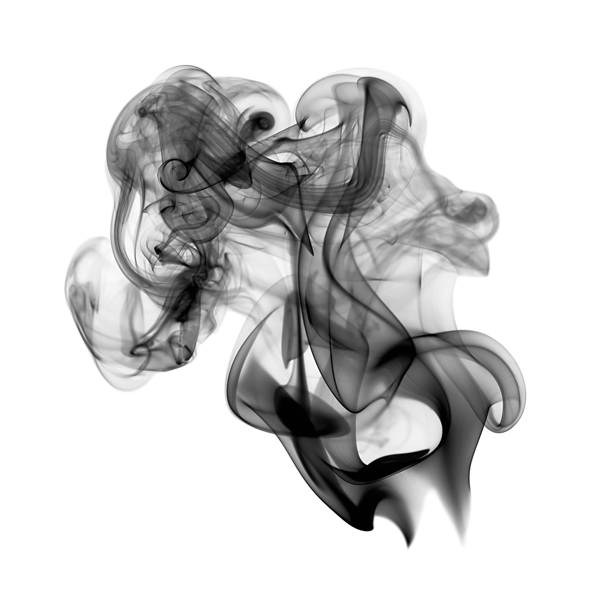 Ethereal Smoke Clipart: Elegant Dancing Wisps of Monochromatic Fluid Abstraction