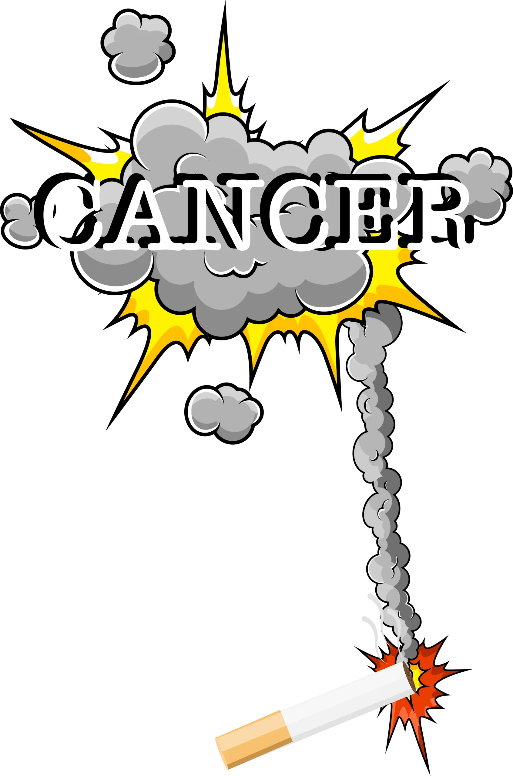 Explosive Cancer Warning Cigarette Smoke Health Hazard Clipart Illustration