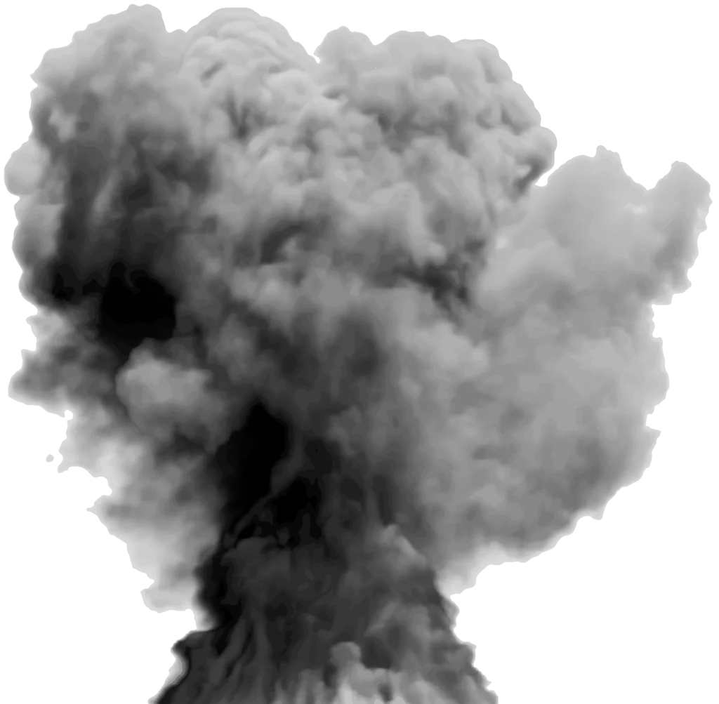 Explosive Gray Smoke Billowing Clipart - Dynamic Atmospheric Cloud Visualization