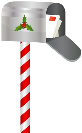 Festive Christmas Holiday Mailbox Clipart with Holly and Candy Cane Stripes
