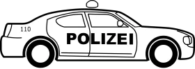 German Police Patrol Vehicle Monochrome Simplified Clipart Design Illustration