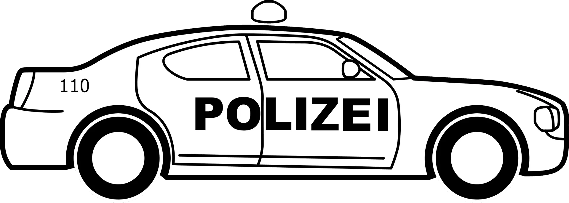 German Police Patrol Vehicle Monochrome Simplified Clipart Design Illustration
