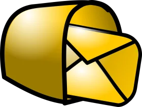 Golden Glossy Mailbox Clipart Icon with Envelope - Digital Mail Graphic Design